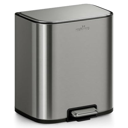 mVm Kitchen Trash Can, 5.3 Gal Trash Can with Lid, Smooth Edge Step Garbage Bin for Home Kitchen Office (Gray) - color: Gray, size: 5.3Gal