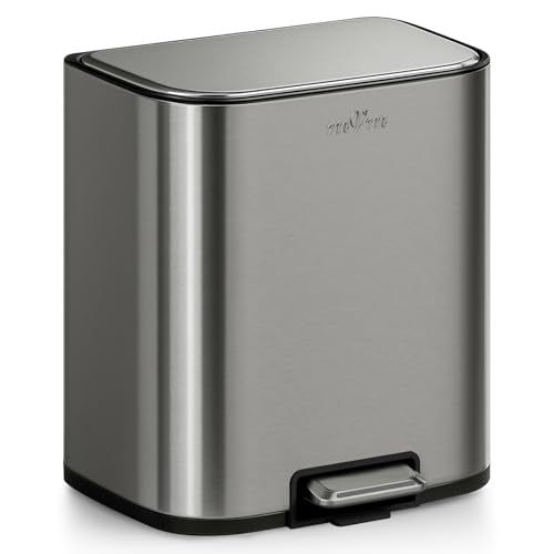 mVm Kitchen Trash Can, 5.3 Gal Trash Can with Lid, Smooth Edge Step Garbage Bin for Home Kitchen Office (Gray) - color: Gray, size: 5.3Gal