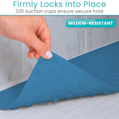 Vive Non-Slip Bath Mat with Suction Cups - 28" x 16" Extra Large Rubber Mat | For Safety & Comfort - Patented Grip Prevents Slips and Falls for Kids, Elderly, Men, Women - XL Non Skid Shower & Tub Cover - color: Blue