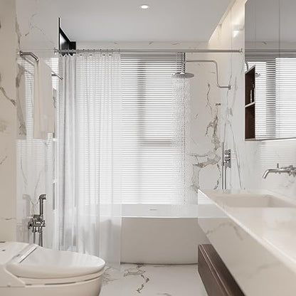 Naiture 304 Stainless Steel 36" Straight Shower Curtain Rod, Brushed Nickel | One-Piece Rod, Cut to Fit, Rustproof, Heavy-Duty Zinc Alloy Flange, Permanent Wall Mount, Mounting Hardware Included - color: Brushed Nickel, size: 36''
