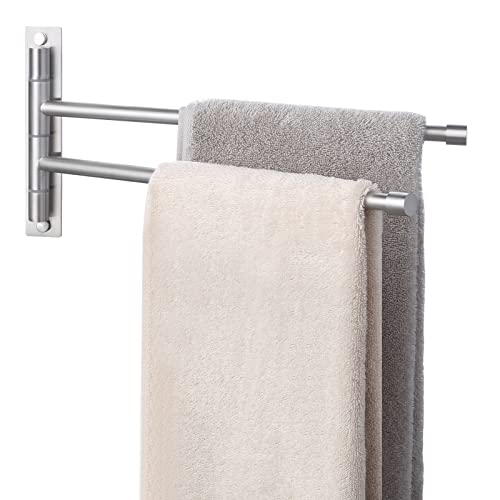 KES Bathroom Towel Bar 13.8 Inch, Swing Out 2-Arm, Wall Mounted | Holder, SUS304 Stainless Steel Brushed Finish, A2102S2-2 - color: Brushed Finish, size: 13.8-Inch (2 Bars)