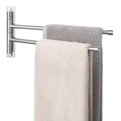KES Bathroom Towel Bar 13.8 Inch, Swing Out 2-Arm, Wall Mounted | Holder, SUS304 Stainless Steel Brushed Finish, A2102S2-2 - color: Brushed Finish, size: 13.8-Inch (2 Bars)
