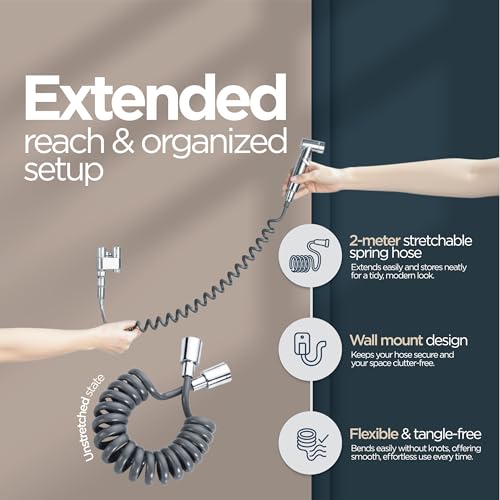 Bidet Sprayer for Toilet | Handheld Bidet Shattaf Toilet Spray | Bathroom Baby Cloth Diaper Sprayer | Support Wall or Toilet Mount - color: Chrome