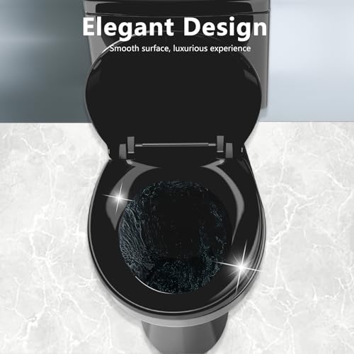 Toilet Seat Black Round,with Quick Release Screw, Soft Close, Never Loosen, No Slam