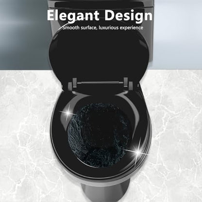 Toilet Seat Black Round,with Quick Release Screw, Soft Close, Never Loosen, No Slam