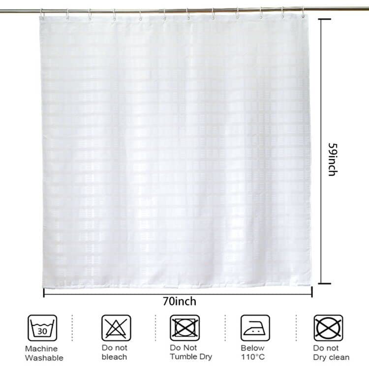 Waffle Weave Shower Curtain 60 Inches Long for Walkin Tub with 12PK Hooks | Water-Repellent Fabric 12PK Hooks - color: White, size: 70"W x 60"L (Pack of 1)