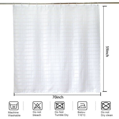 Waffle Weave Shower Curtain 60 Inches Long for Walkin Tub with 12PK Hooks | Water-Repellent Fabric 12PK Hooks - color: White, size: 70"W x 60"L (Pack of 1)