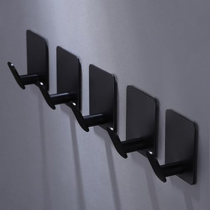 DELITON 8 Pack Adhesive Towel Hooks - Bathroom Towel/Wall Hooks for Hanging Coat Robe Stick on Bathroom or Kitchen Matte Black Stainless Steel - color: Black-8