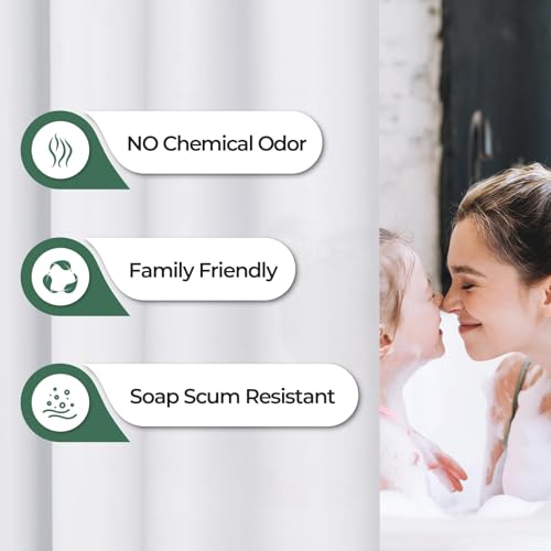 AmazerBath Shower Curtain Liner 2 Pack, 72 x 72 Inches PEVA Plastic Shower Liner with 3 Weighted Stones and 12 Rustproof Metal Grommet, Standard Size Lightweight Shower Curtain - White - color: White, size: 72"W x 72"L (Pack of 2)