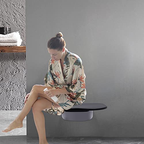 Folding Shower Seat Wall Mounted, Fold Down Shower Seat for Seniors, Pregnants, Disableds, Maximum Load 440.92 lbs, Easy to Clean and Storage, Black