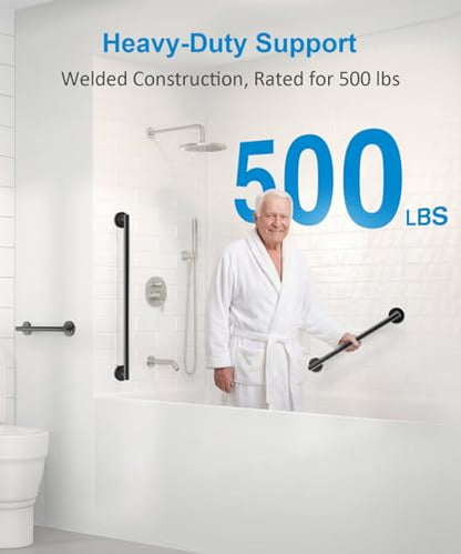 Shower Grab Bar Set, ADA Compliance Matte Black Stainless Steel Handicap Grab Bar for Bathtubs and Showers, Modern 3-Pack 18" 24" 36" Shower Safety Bars for Seniors - color: Matte Black
