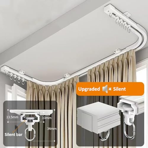 Ceiling and Wall Curtain Track, Curved Ceiling Rail for Curtains, Room Divider, Shower, Hospital, 72in Heavy Duty Slide Rod for Renter, RV - size: 72in curtain track wall&ceiling mount