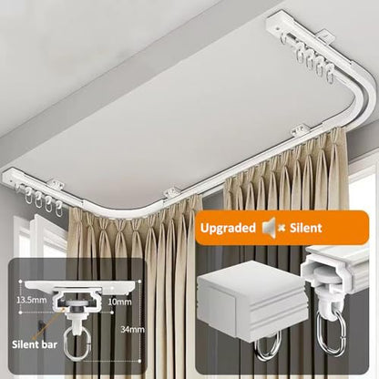 Ceiling and Wall Curtain Track, Curved Ceiling Rail for Curtains, Room Divider, Shower, Hospital, 72in Heavy Duty Slide Rod for Renter, RV - size: 72in curtain track wall&ceiling mount