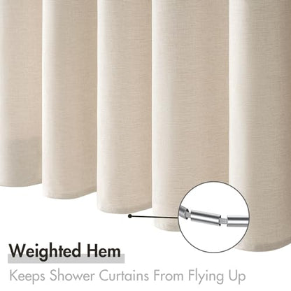 MIULEE Linen Fabric Shower Curtain Cream Beige W48*L72 8 Metal Hooks | Modern, Heavy Duty, Curtain Set, Waterproof Neutral Thick Cloth Shower Curtains, Bathroom Bathtub, Washable - color: Cream, size: 48"W x 72"L (Pack of 1)