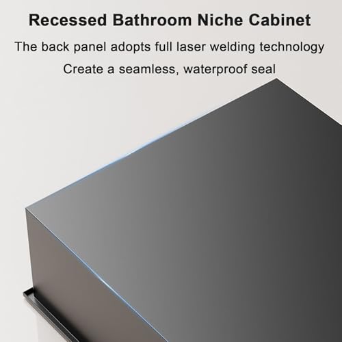 Recessed Bathroom Niche Cabinet, Stainless Steel Wall Mounted Bathroom Storage Organizer with Trash Can, Tissue Holder & Detachable Shelves, Waterproof Shower Niche Bathroom Shelf - color: White