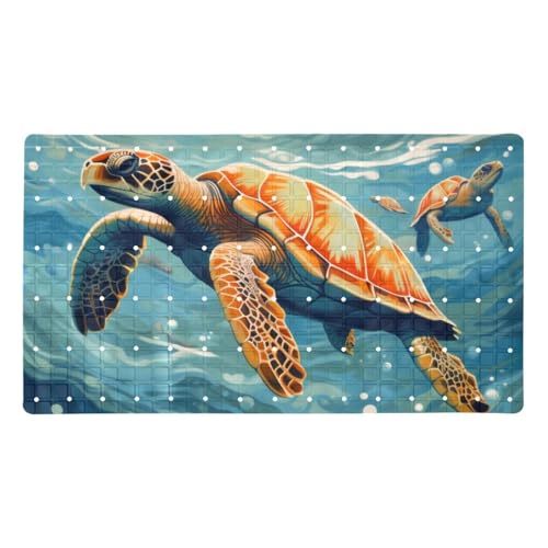 Bath Tub Mat Non Slip 15.1 x 26.8 Inch, Sea Turtle Pattern Eco Friendly Bathmat with Suction Cups Drain Holes Shower Tub Mats - color: Multi 05