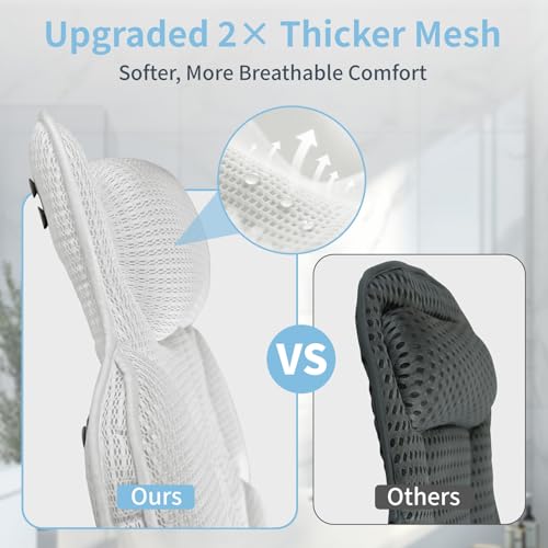 Bath Pillow with 88 Suction Cups for Tub | 5D Mesh Fabric,Ergonomic Head-Neck-Back Support,Quick-Dry,Machine Washable,Spa Gift for Women