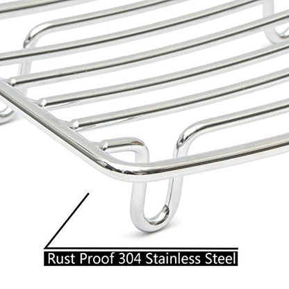 Bar Soap Dish Holder for Shower Bathroom Stainless Steel Rust Proof Self Draining with White Soap Saver Pad - color: White-rectangular 1p