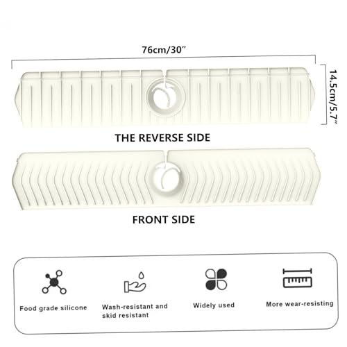 Silicone Sink Splash Guard, 30 Inch Foldable Mat - Adjustable Lock Guard for Kitchen Behind Faucet, Counter Protection(Beige) - color: Beige
