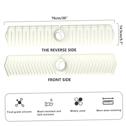 Silicone Sink Splash Guard, 30 Inch Foldable Mat - Adjustable Lock Guard for Kitchen Behind Faucet, Counter Protection(Beige) - color: Beige