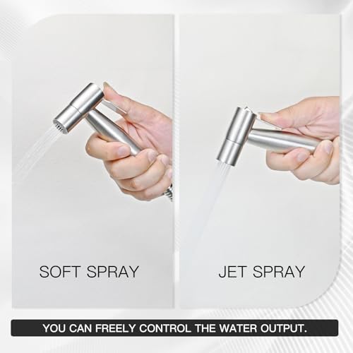 Handheld Toilet Bidet Sprayer — Adjustable Water Pressure, with Hose, Feminine & Pet Wash Kit, Bathroom Hygiene Attachment for Cloth Diaper Cleaning (Quick Install, Stainless Steel) 2Pack - color: Stainless Steel, size: 2 Pack