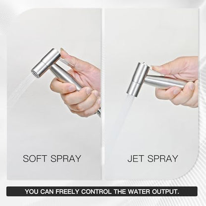 Handheld Toilet Bidet Sprayer — Adjustable Water Pressure, with Hose, Feminine & Pet Wash Kit, Bathroom Hygiene Attachment for Cloth Diaper Cleaning (Quick Install, Stainless Steel) 2Pack - color: Stainless Steel, size: 2 Pack