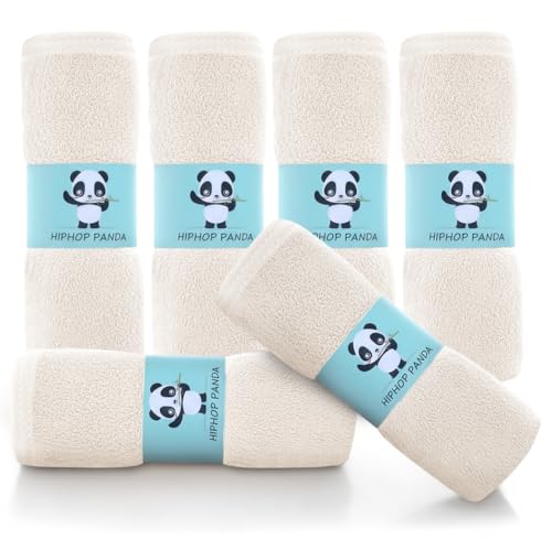 HIPHOP PANDA Ultra Soft Baby Washcloths, 2-Layer Absorbent Wash Cloths | Reusable Newborn Wipes for Delicate Skin | Rayon Made from Bamboo Towel for Bath Face Body | Registry Ready | 6 Pack Ivory - color: Ivory, size: 10x10 Inch - 6 Pack