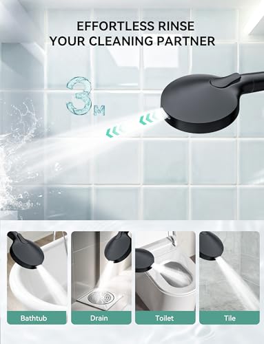Magichome Shower Head with Handheld, High Pressure 10-Spray Detachable Chrome Showerhead with Stainless Steel Hose, Black - color: Black