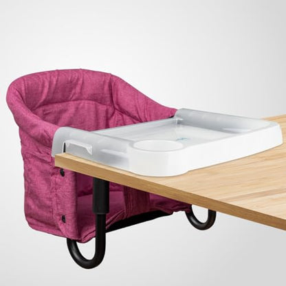 Hook On Chair with Removable Dining Tray,Portable Hook-On Chairs with Storage Bag,for Home and Travel(Rose Red) - color: rose red with tray