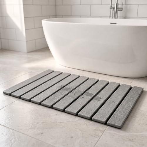 Diatomaceous Earth Bath Mat, Foldable Stone Bath Mat, 23.6 x 15.5 Inch Absorbent, Quick Drying, Diatomaceous Earth Stone Mats for Bathroom, Easy Store, Easy Clean - color: Grey 1pck