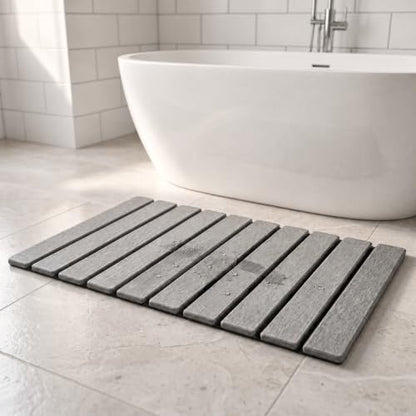 Diatomaceous Earth Bath Mat, Foldable Stone Bath Mat, 23.6 x 15.5 Inch Absorbent, Quick Drying, Diatomaceous Earth Stone Mats for Bathroom, Easy Store, Easy Clean - color: Grey 1pck