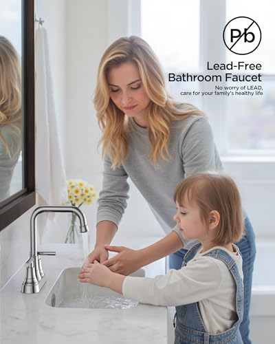 FORIOUS 3 Hole Bathroom Faucet Polished Chrome, 8 Widespread Faucet Chrome | 8 Inch Widespread Bathroom Faucet Chrome, 3 Hole Faucet for Bathroom Sink with Pop Up Drain for 8 Inch Vanity Faucet 3 Holes - color: Polished Chrome