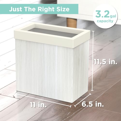 Gatco Small Bathroom Trash Can with Lid, Rectangle 3 Gallon Wastebasket, Under Sink, White Oak with Matte White, for Bathroom, Bedroom, Office (1943W) - color: White Oak/Matte White Lid
