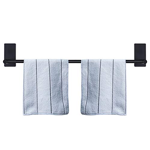 NearMoon Self Adhesive Bathroom Towel Bar- Stainless Steel Bath Wall Shelf Rack Hanging Towel Stick On Sticky Hanger Contemporary Style, NO Drilling (1 Pack, Matte Black, 27-Inch Towel Rack) - color: Matte Black, size: 27-Inch