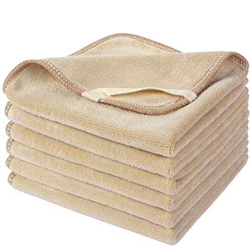Microfiber Facial Cloths Fast Drying Washcloth 12inch x 12inch (6pack, Cream) - color: Cream, size: 1 Count (Pack of 6)