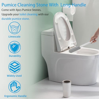 5 Packs Pumice Cleaning Stone with Extra Long Handle, Pumice Stone for Toilet Bowl Clean for Cleaning Toilets, Bathtubs, Grills, Swimming Pools, Sinks - size: 5 Pack