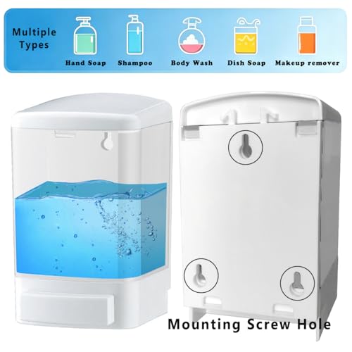 Manual Soap Dispenser Wall Mounted, 33.8oz, Bathroom Kitchen Commercial | Leak-proof Nozzle, Thin & Thick Soap Compatible, Easy to Install & Refill, Soap Level Visibility, Big Capacity, White - color: White&transparent