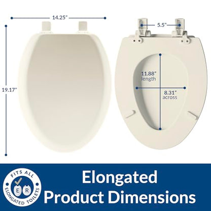 Mayfair Cameron Biscuit Toilet Seat, Non Slip Heavy Duty Wood, Easy Clean, Made in USA, Elongated - color: Biscuit, size: Elongated