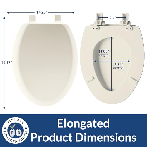 Mayfair Cameron Biscuit Toilet Seat, Non Slip Heavy Duty Wood, Easy Clean, Made in USA, Elongated (Pack of 2) - color: Biscuit, size: Elongated (Pack of 2)