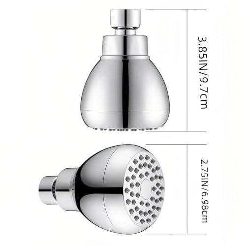High Pressure Shower Head 3" Chrome - 360° Rotating Self-Cleaning Jets, Water Saving Flow Optimizer, Easy Install & Rustproof ABS, Spa Rainfall Spray for Adults/Elderly