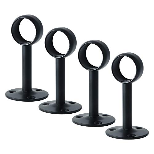 Alise Curtain Rod Holder Bracket 1''Dia,Closet Rod Holders Wall Mount,4 Pcs | Ceiling Mounted,Curtain Rod Flange Brackets,Ceiling Curtain Rods Brackets,for Bathroom Curtain,Stainless Steel,Black Finish - color: Matte Black, size: 25mm/1-Inch Dia.