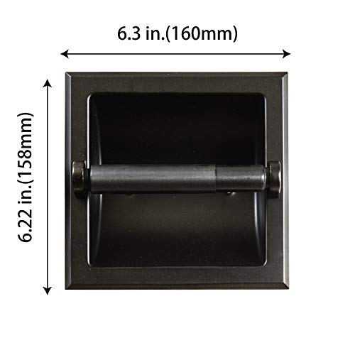 SENTO Recessed Matte Black Toilet Paper Holder, Wall Mounted Heavy Duty Metal Toilet Paper Roll Holder with Rear Mounting Bracket, in Wall, Easy Installation, Matte Black - color: Matte Black
