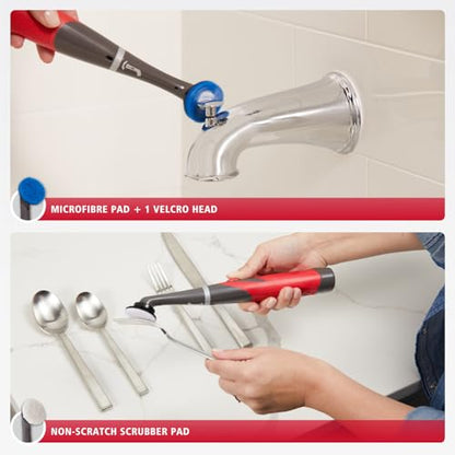 Rubbermaid Reveal Power Scrubber 18-Piece Kit, Cordless Electric Battery Powered Scrub Brush, Water Resistant, for Home/Kitchen/Bathroom/Grout/Tile/Shower/Tub - style: 18-Piece Kit