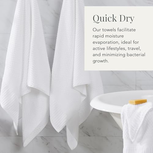 NY Loft 100% Cotton 6-Piece Bath Towel Set | White | Oeko-TEX | Quick-Dry | 30" x 52" Bath Towels | 16" x 28" Hand Towels | 12" x 12" Washcloths | Super Absorbent | Designer-Styled Texture - color: Bright White, size: 6 Piece Set