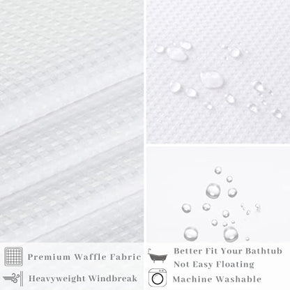 36" W x72“ L Hook Free Fabric Stall Shower Curtain with Polyester Snap-in Liner with Magnets–Hotel Style Top See Through White - color: White, size: 36"W x 72"L (Pack of 1)