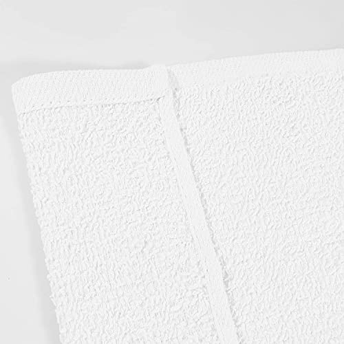 TBF 12pcs Fingertip Hand Towels, Affordable 100% Cotton Washcloths (11x18) (White, Hemmed)