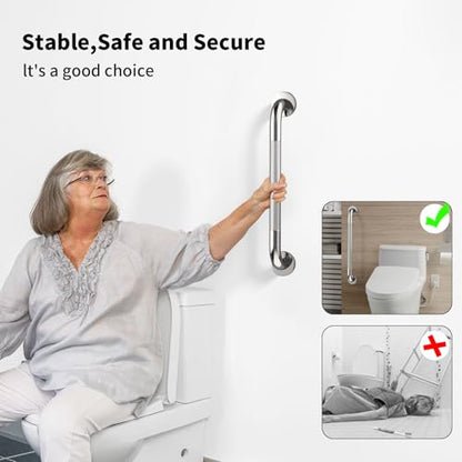 20 Inch Chrome Anti-Slip Shower Grab Bar, Stainless Steel Handrail | Knurled Bathroom Safety Rail, Shower Handrail Support, Handicap Elderly Balance Assist Handles-1.25" Diameter - color: Chrome, size: 20inch-1 Pack