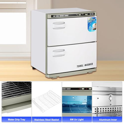 32L Hot Cabinet, Hot Towel Warmer Cabinet, 2in1 Professional Double Towel Heater Machine for Facial Spa, Massage, Hair Salon, Barber, Estheticians, Beauty Salon