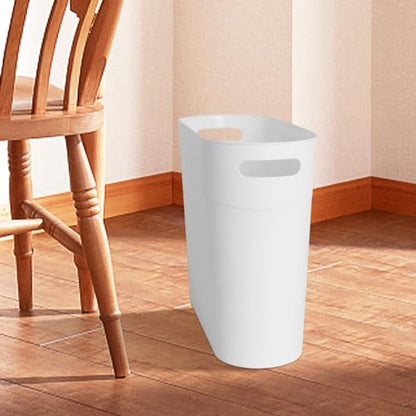 2 Pack 3.2 Gallon Plastic Trash Cans for Bathroom, Small Waste Bins with Handles, Compact Garbage Containers for Narrow Spaces, Recycle Wastebaskets for Office, Kitchen, Bedroom, Living Room (white) - color: white