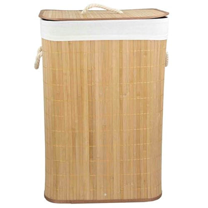 Home Basics Foldable Bamboo Laundry Basket Hamper (Rectangle, Natural) - color: Natural, size: Rectangle
